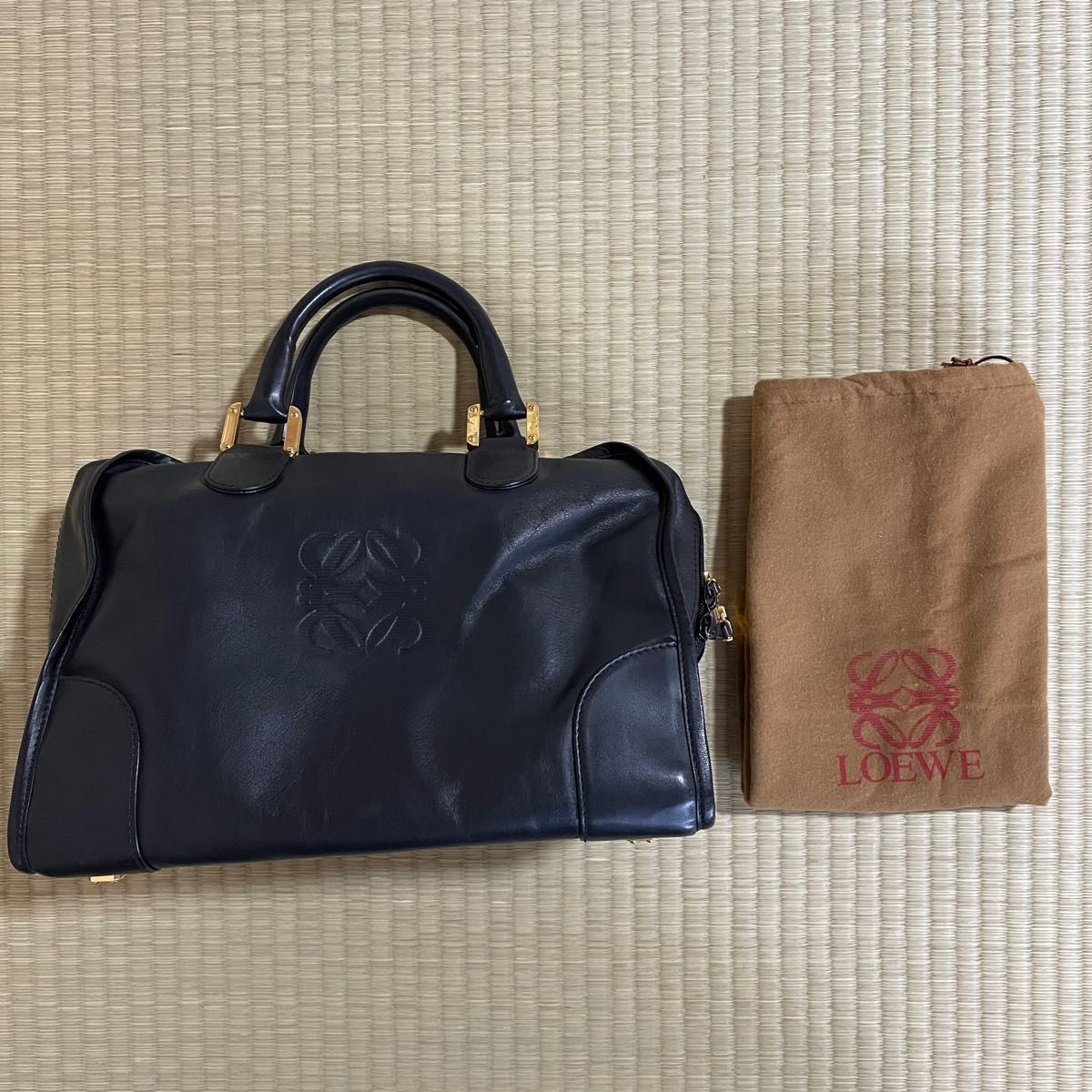 LOEWE ロエベ ハンドバック アマソナ 手提げ鞄 黒 本革 ゴールド金具