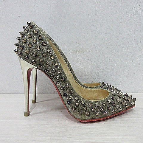 ◆ Christian Louboutin / クリスチャンルブタン / スパイク / ピンヒール / パンプス / サイズ36 / ラメ / ゴールド / スタッズ ◆_画像6