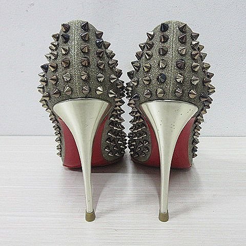 ◆ Christian Louboutin / クリスチャンルブタン / スパイク / ピンヒール / パンプス / サイズ36 / ラメ / ゴールド / スタッズ ◆_画像8