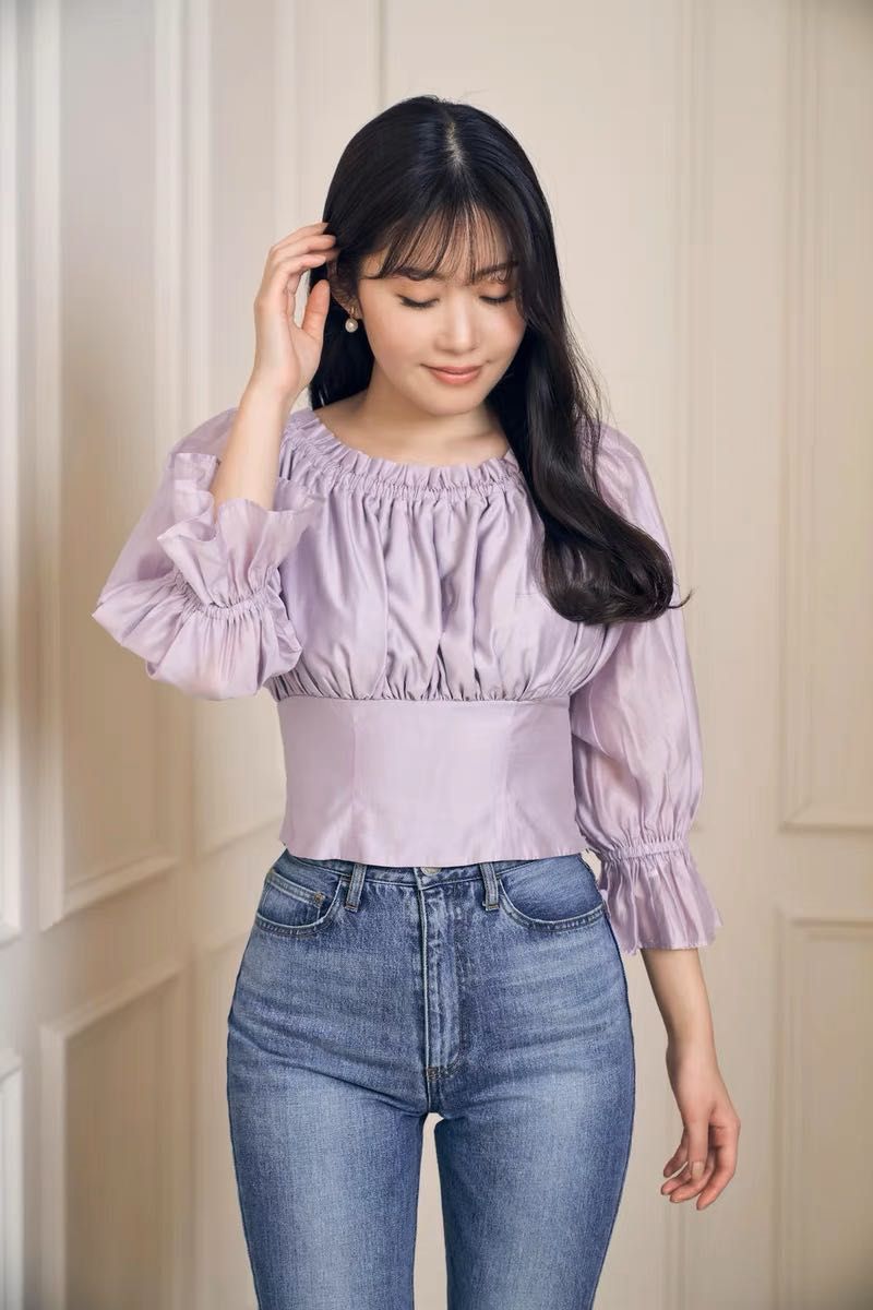 新品HLT herlipto Fairytale Airy Blouse3色あり レディースブラウス 5分袖