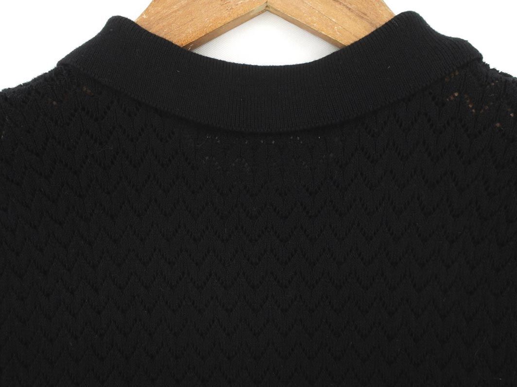 BEAMS Beams ... pattern knitted polo-shirt black #* * ddb4 lady's 