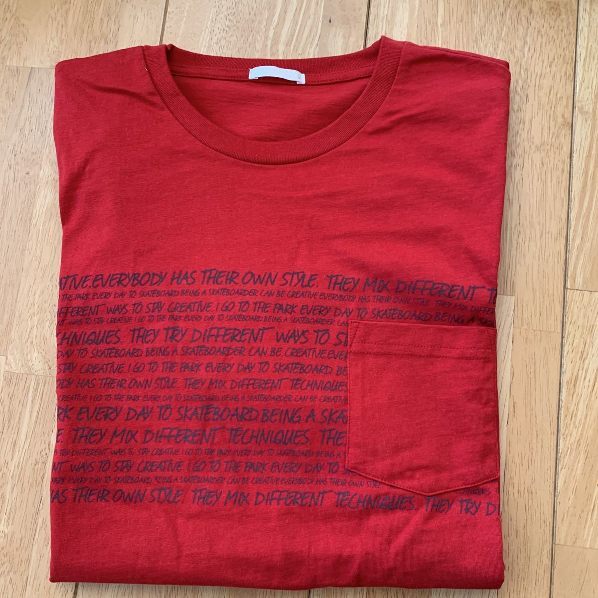 GU g.u. ジーユー Tシャツ レッド メンズ MENS サイズ L 綿100% 中古品 1回使用 送料無料_画像10