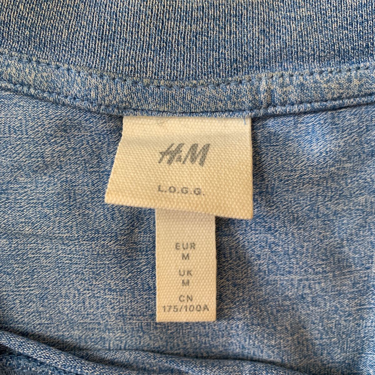 H&M エイチアンドエム メンズ Tシャツ ブルー MENS サイズ M 綿100% 中古品 4.5回使用 送料無料_画像4