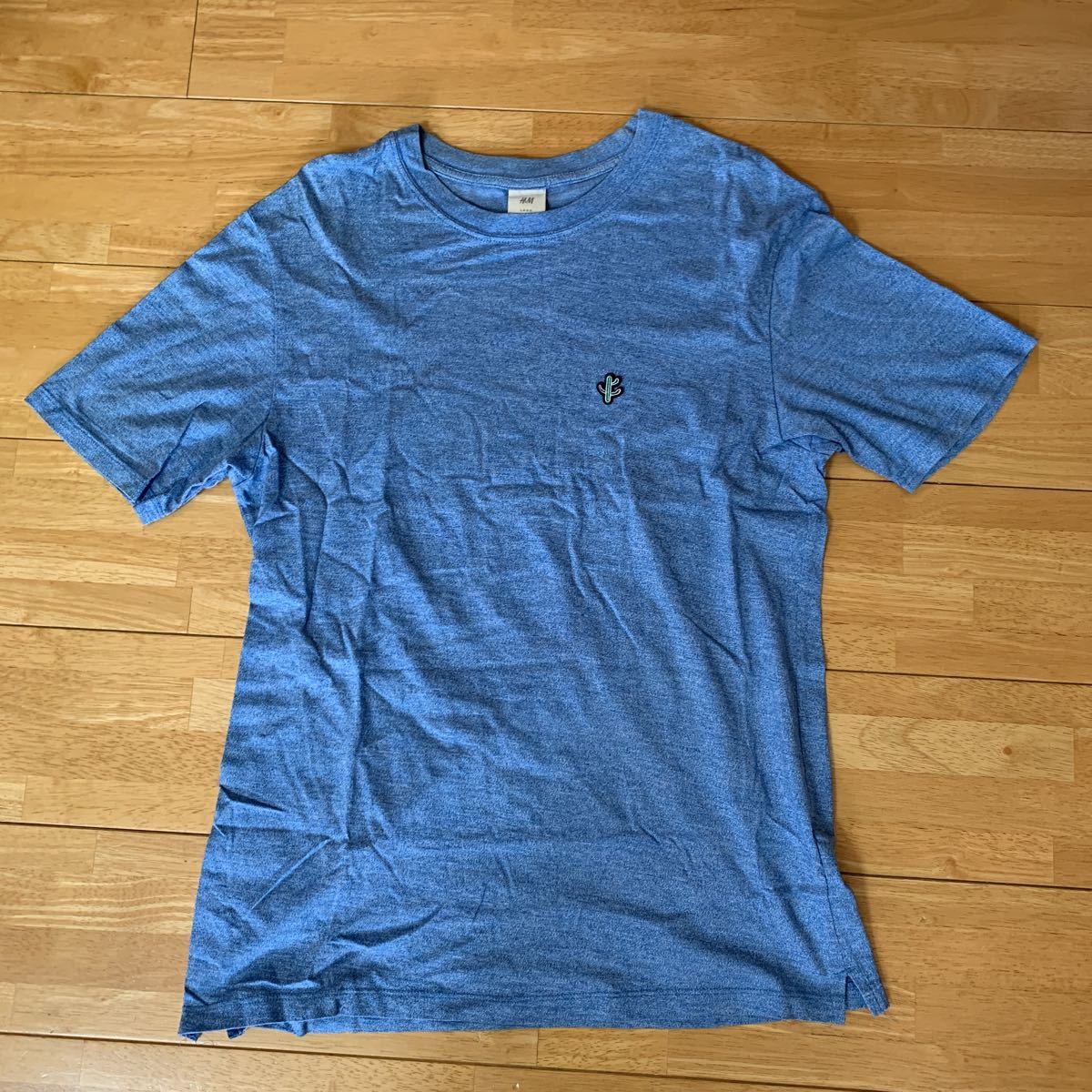 H&M エイチアンドエム メンズ Tシャツ ブルー MENS サイズ M 綿100% 中古品 4.5回使用 送料無料_画像1