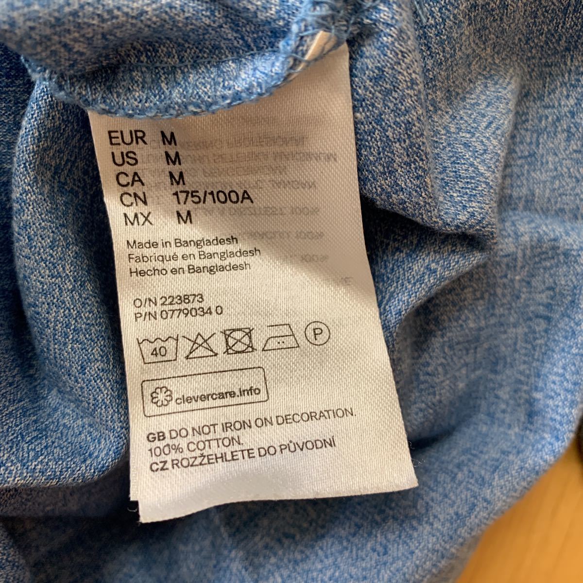 H&M エイチアンドエム メンズ Tシャツ ブルー MENS サイズ M 綿100% 中古品 4.5回使用 送料無料_画像5