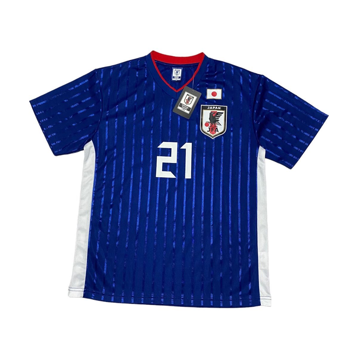 【未使用品】サッカー日本代表 プレイヤーズTシャツ ユニフォーム #21 堂安律 メンズ サイズM サムライブルー