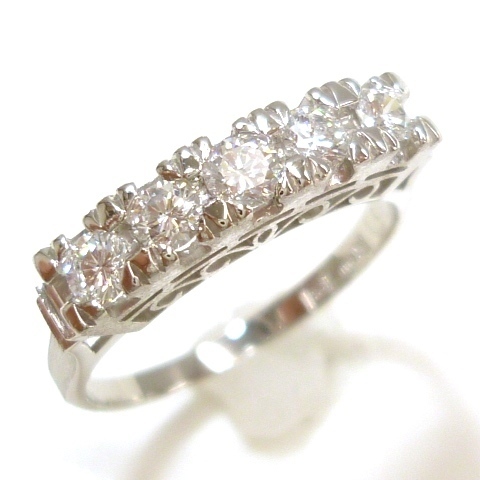 J◇Pt900【新品仕上済】豪華！一文字ダイヤ5粒 0.5ct プラチナ リング 指輪 12.5号 ダイヤモンド Platinum Diamond ring