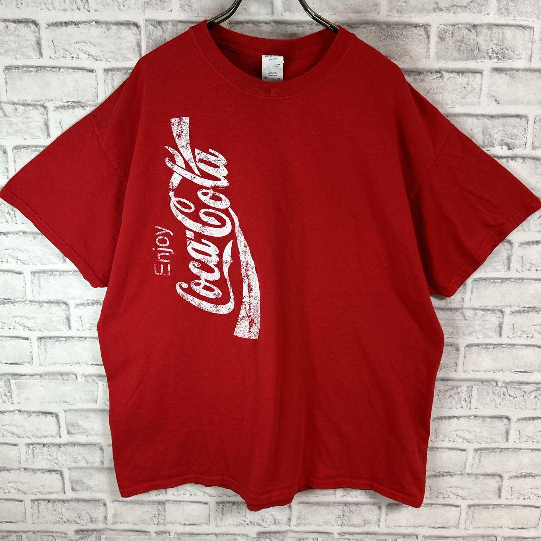 Coca Cola コカコーラ 縦ロゴ ジュース 企業 Tシャツ 半袖 輸入品 春服 夏服 海外古着 会社 炭酸飲料