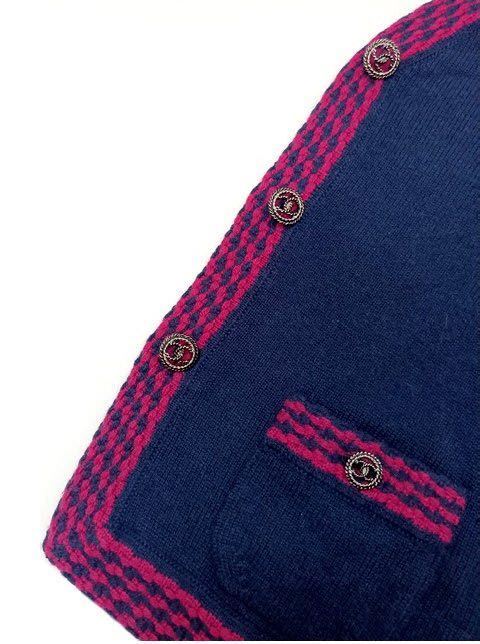 シャネル CHANEL ココマーク カーディガン カシミア ニット ネイビー