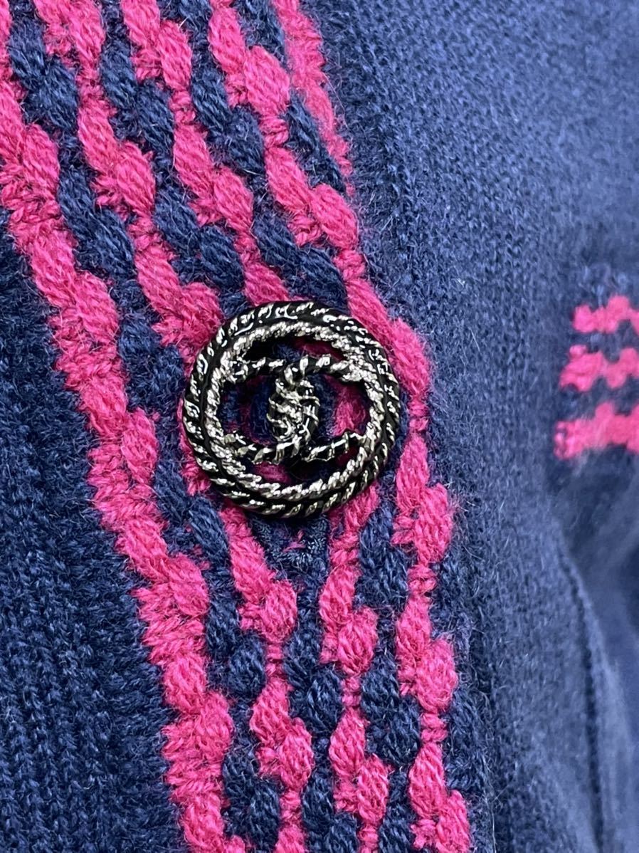 シャネル CHANEL ココマーク カーディガン カシミア ニット ネイビー
