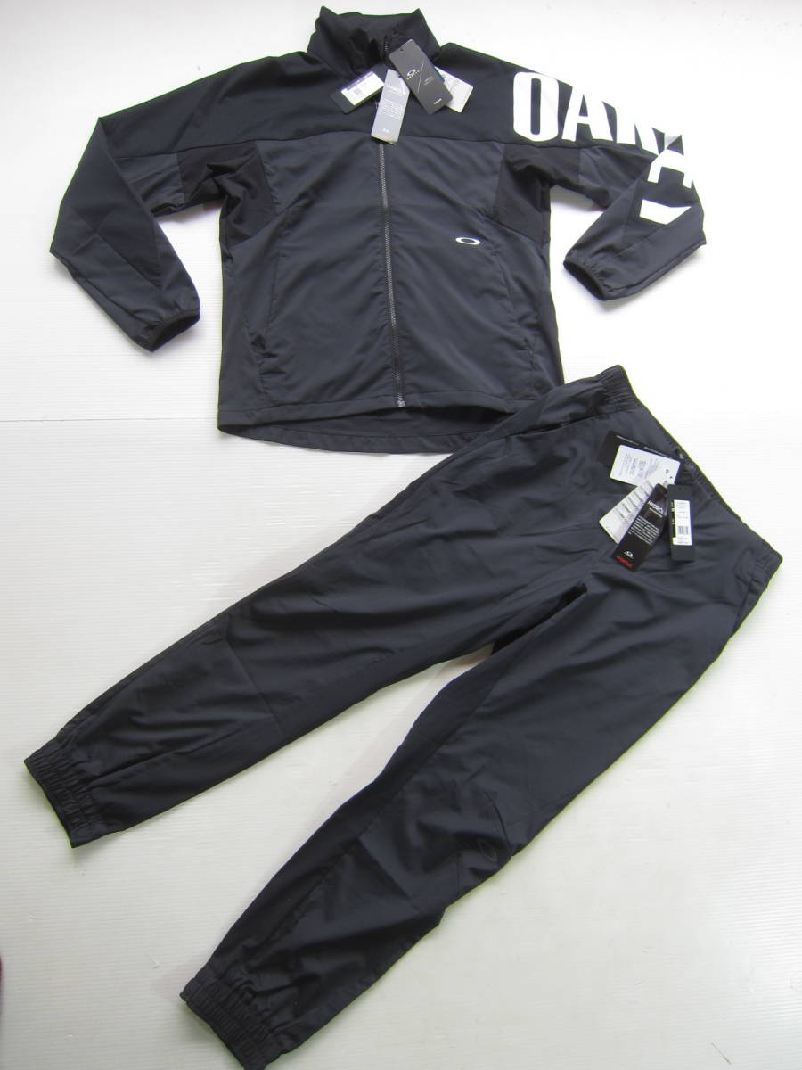 新品◆オークリーOAKLEY ウォームアップ ジャケット & パンツ M黒 ドライ吸汗速乾ストレッチ UVカット ランニング トレーニング ジョギング