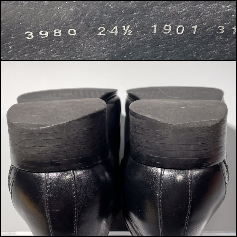 即決 KATHARINE HAMNETT キャサリンハムネット ストレート ブラック 黒 メンズ 本革 スムースレザー 革靴 24.5cm ビジネスシューズ A1499_画像10