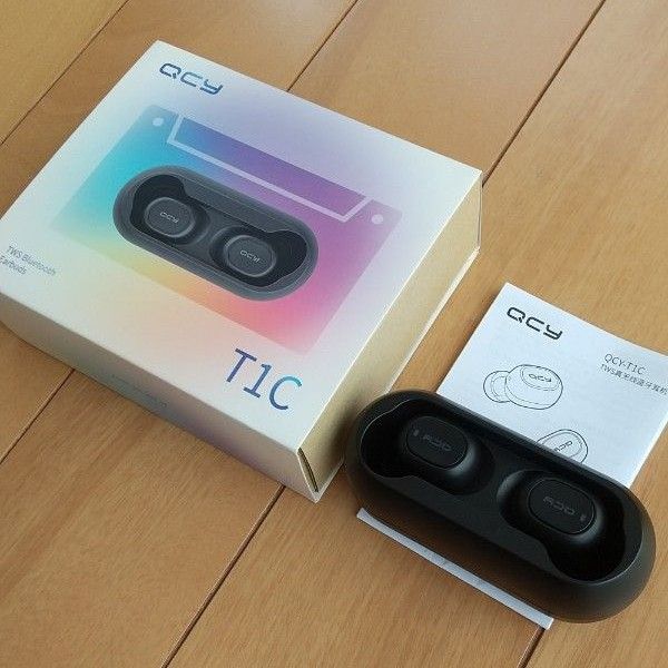 QCY T1C ワイヤレスイヤホン マイク付き 防水 ブラック QCY-T1C