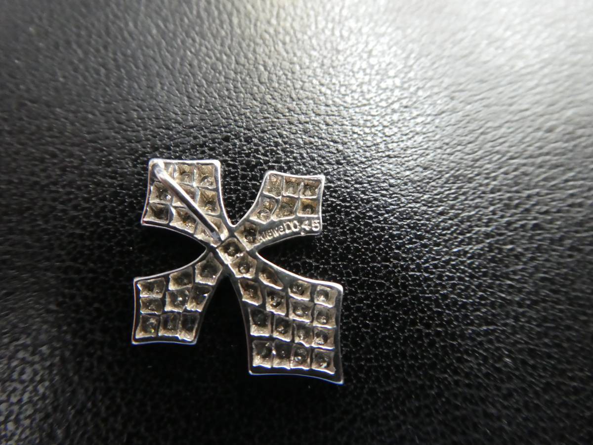 美品 K18WG ホワイトゴールド 十字架 ダイヤモンド 計0.45ct ペンダントトップ クロス ネックレストップ 重量 約1g　A_画像3