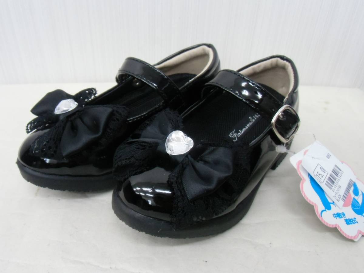  не использовался four tune Smile девочка формальная обувь 14.5~15cm 2 размер соответствует черный чёрный средний кровать съемный ⑫