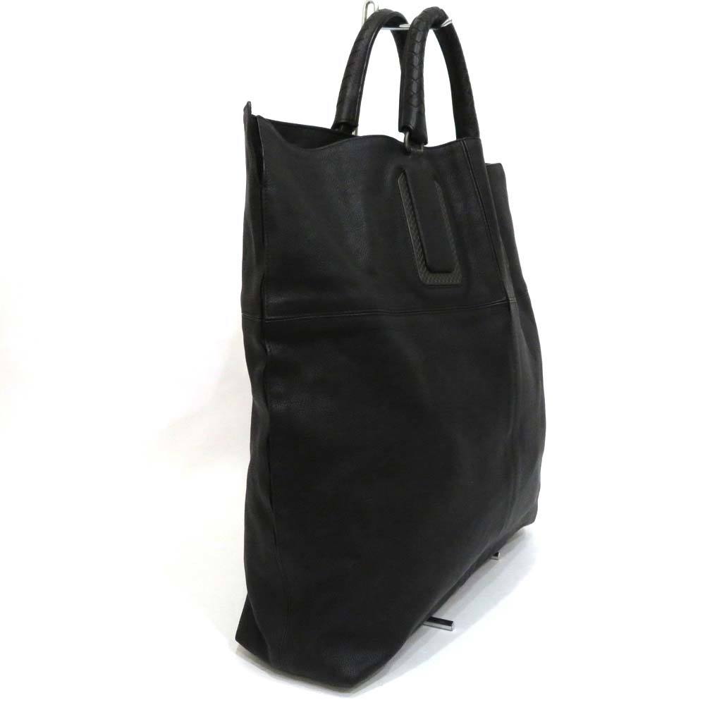  б/у Bottega Veneta кожа большая сумка довольно большой AB разряд черный BOTTEGA VENETA мужской [ бесплатная доставка ][ название . магазин ]