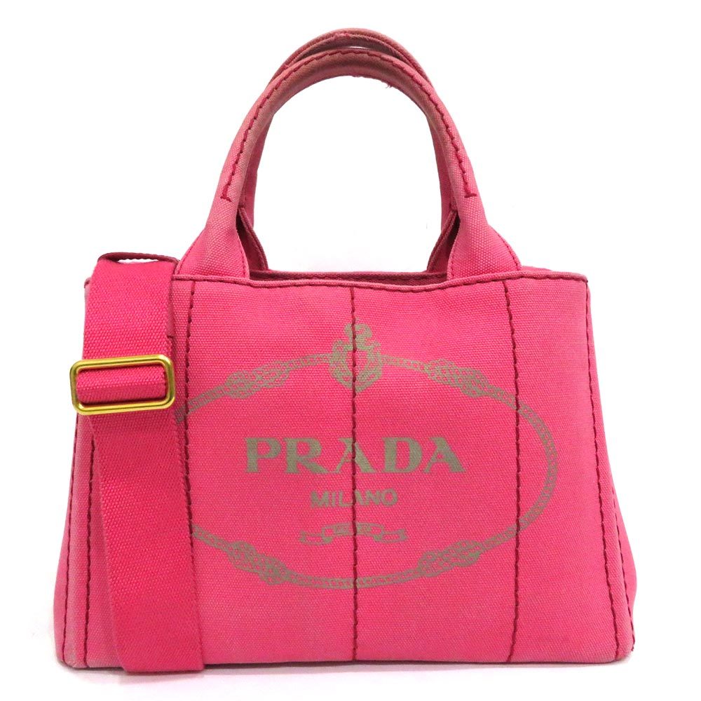 中古 プラダ バッグ カナパ ショルダーバッグ ハンド 2WAY Bランク キャンバス 1BG439 ピンク レディース PRADA 【送料無料】【西神店】