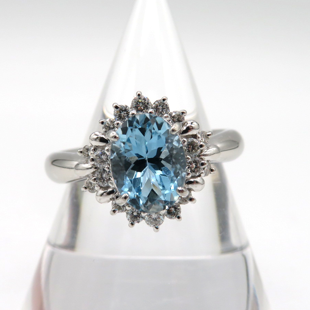 【本日特価】 アクアマリン リング 中古 1.17ct Aランク【神戸本店】 0.24ct ダイヤモンド その他