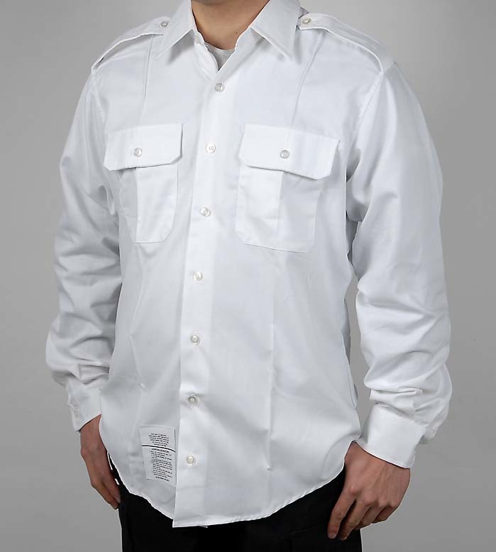 アメリカ軍 U.S.ARMY ホワイト 長袖ドレスシャツ（新品 実物 ミリタリー）サイズ表記16x34/35_画像1