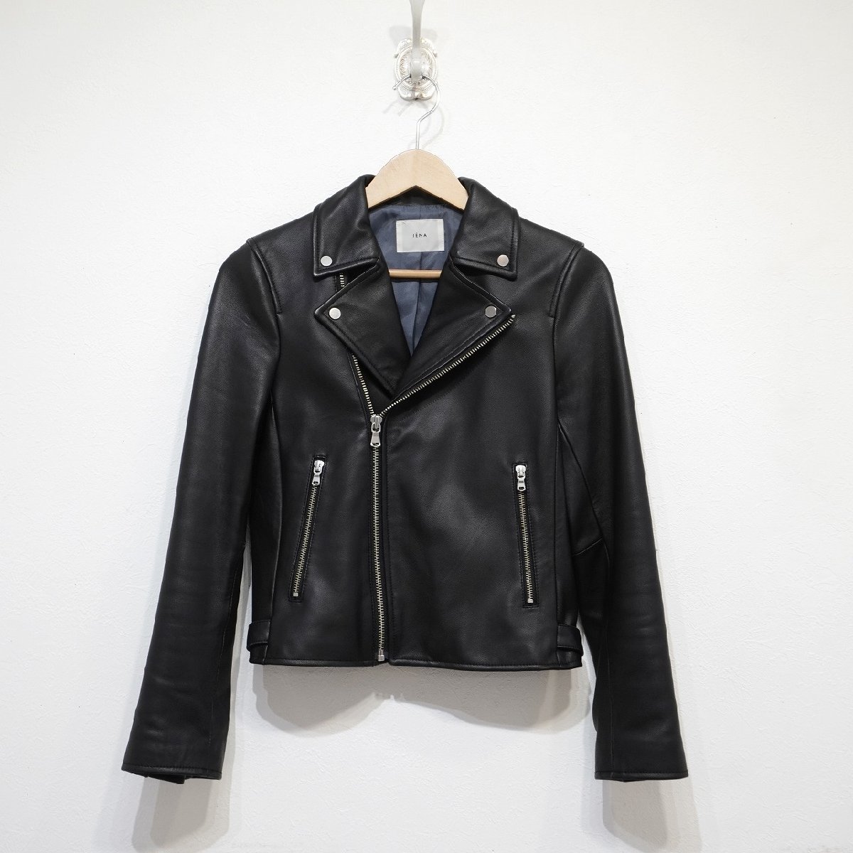 予約販売品】 IENA 本革 レザー ダブルライダース レディース 羊革 黒