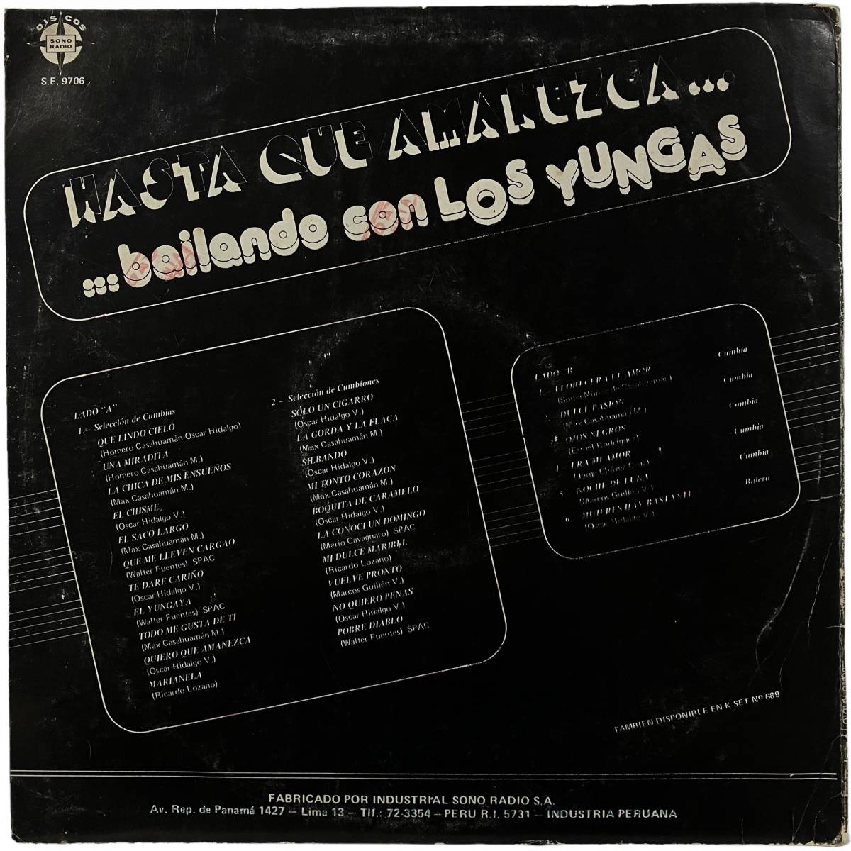 試聴！80年代ペルークンビア◆マイナー盤 LOS YUNGAS / HASTA QUE AMANEZCA... (SONO RADIO) ラテン クンビア latin cumbia vinyl_画像2