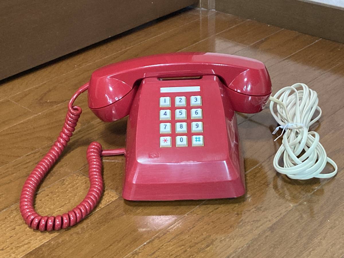 動作OK NTT 601-P電話機 赤色(ワインレッド色) M(明星電気？) 1984年 プッシュホン インテリア ディスプレイ アンティーク 昭和レトロ_画像1