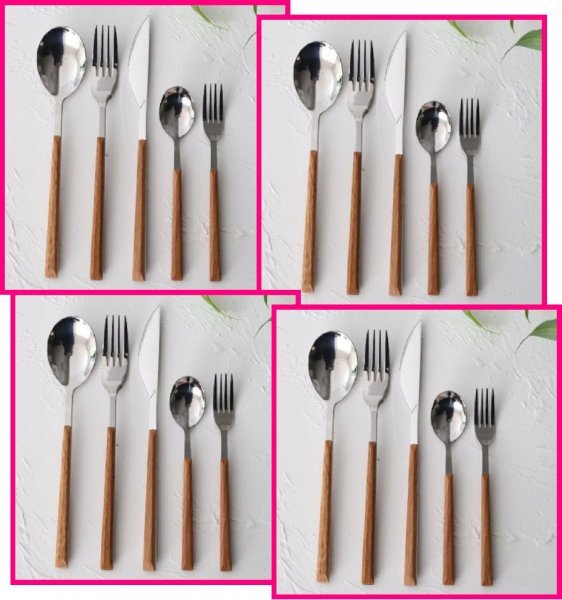 [ free shipping :kchi paul (pole) manner : cutlery :20ps.@]* temperature ... exist wood grain : dinner set *20 point : Brown : tea color : spoon * Fork * knife 