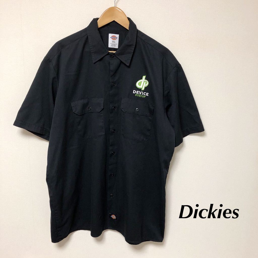 Dickies /Dickies /Men's XL Black Workrishirt Show Show Show Polycotton Два карманного устройства для вышивки логотипа Pitstop Американская повседневная одежда в США использовала одежда