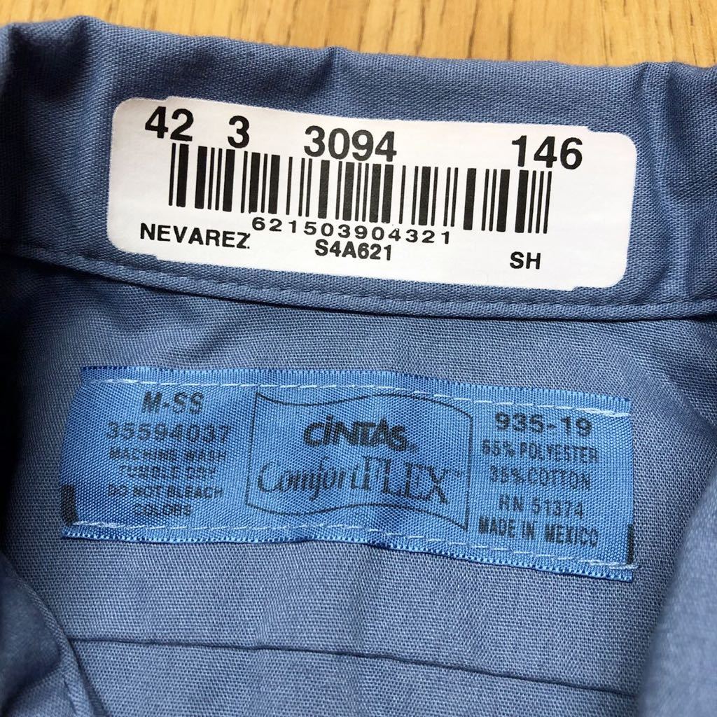 CiNTAS /ComfortFLEX メンズ M-SS ワークシャツ トップス ポリコットン 二つポケット 刺繍 ワッペン CRUNDFOS 企業 アメカジ USA古着 c_画像6