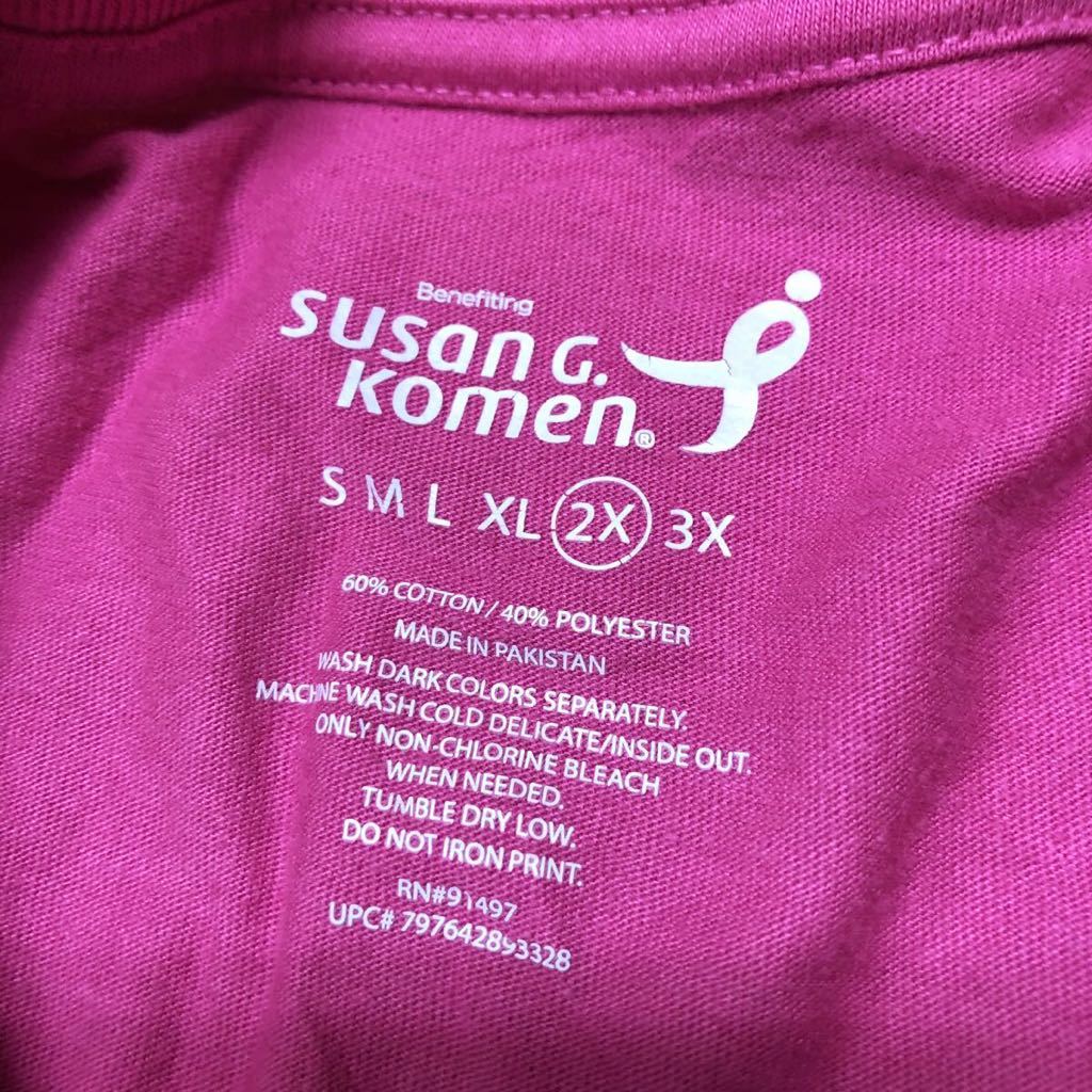 SUSAN G. KOMEN /メンズ2X /半袖Tシャツ トップス ピンク ロゴT プリントTシャツ FIGHT アメカジ USA古着 大きいサイズ_画像6