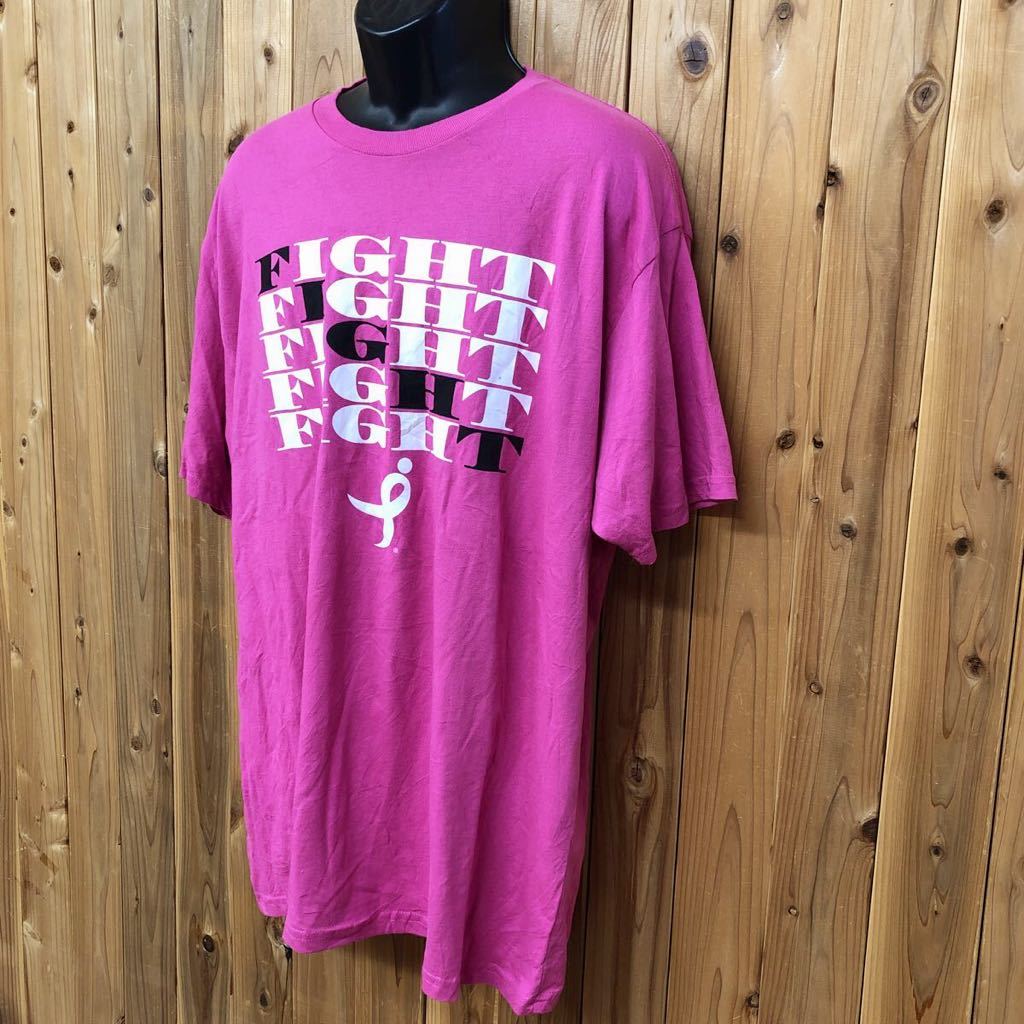 SUSAN G. KOMEN /メンズ2X /半袖Tシャツ トップス ピンク ロゴT プリントTシャツ FIGHT アメカジ USA古着 大きいサイズ_画像2
