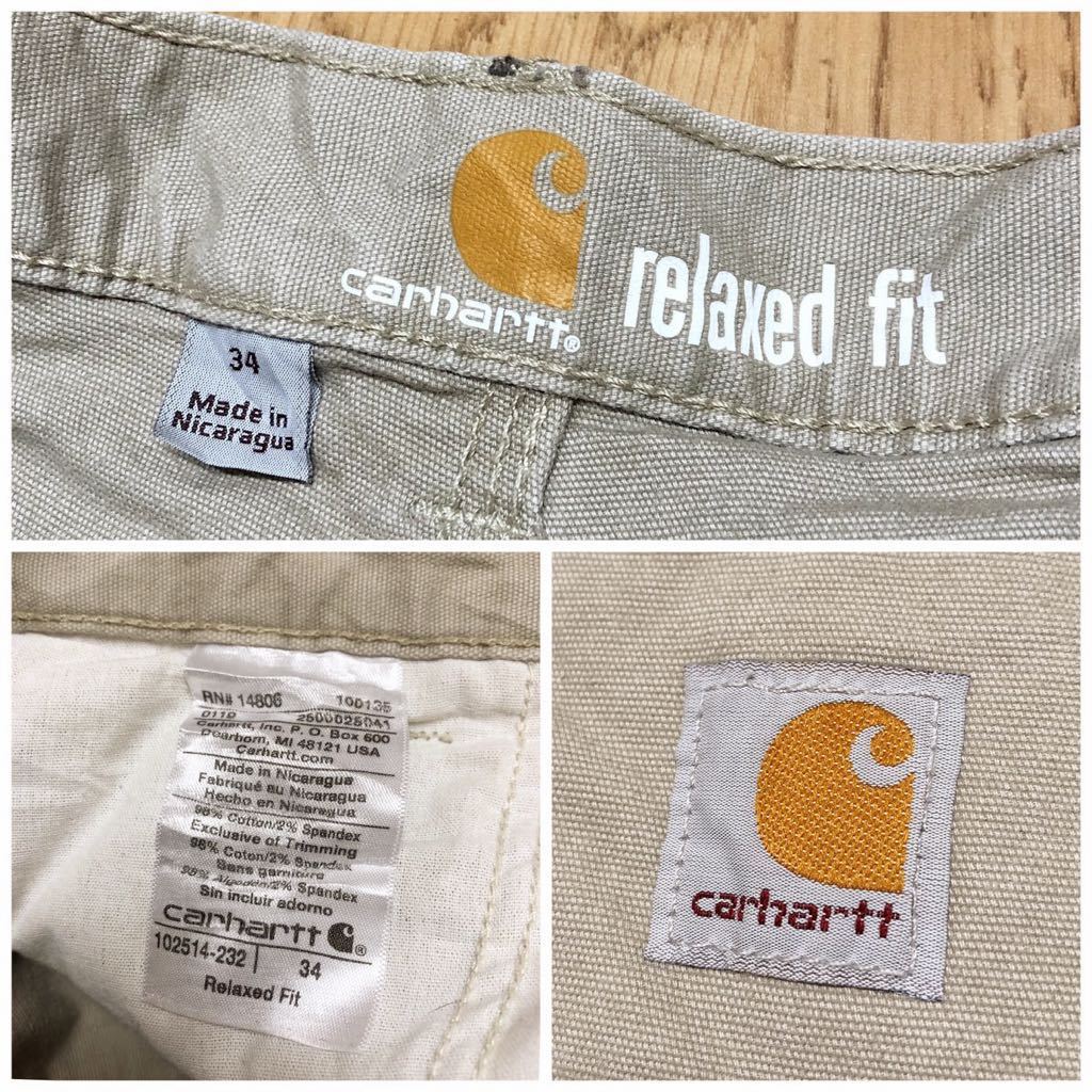 carhartt /relaxed fit /カーハート /メンズ34 ハーフパンツ ショートパンツ ボトムス 短パン ベージュ ワーク アメカジ USA古着_画像5