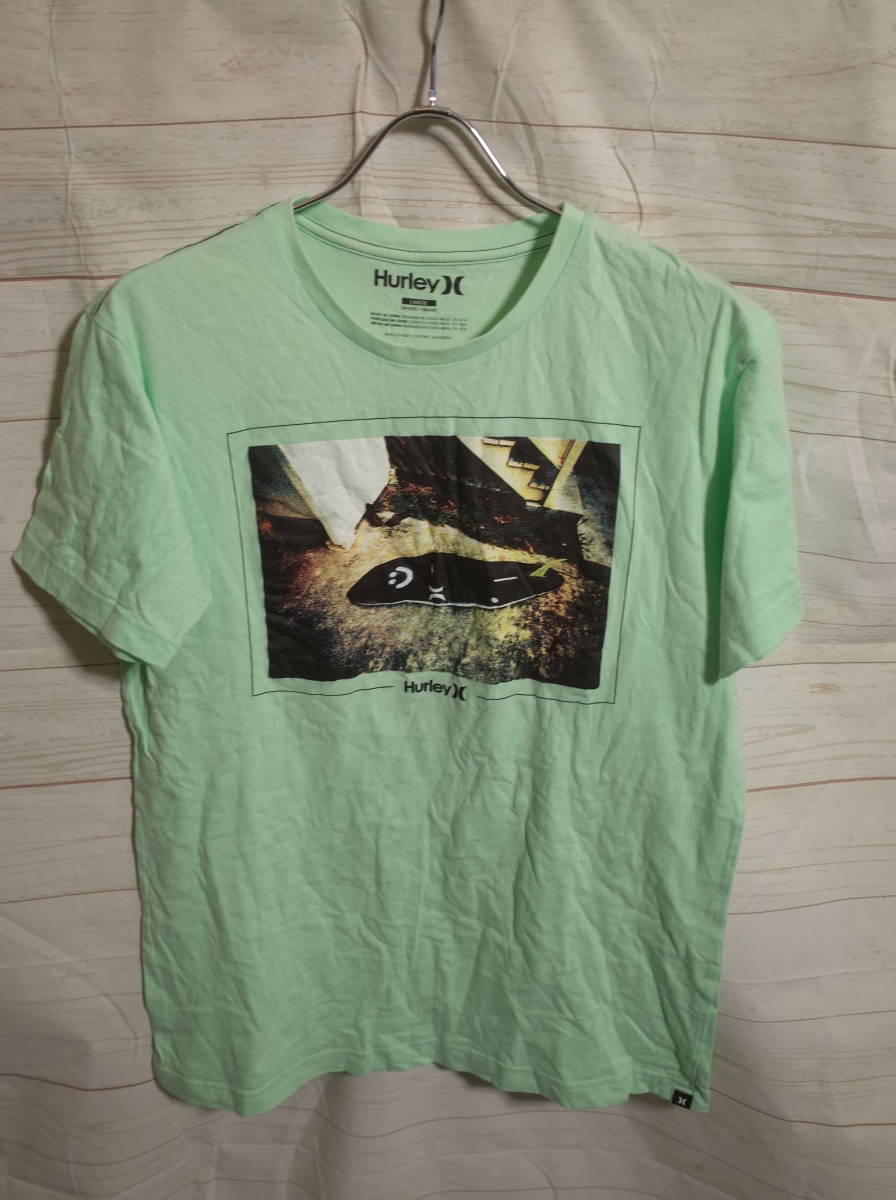 メンズ pg688 Hurley ハーレー サーフボード グラフィック 半袖 Tシャツ L 緑系 の画像1
