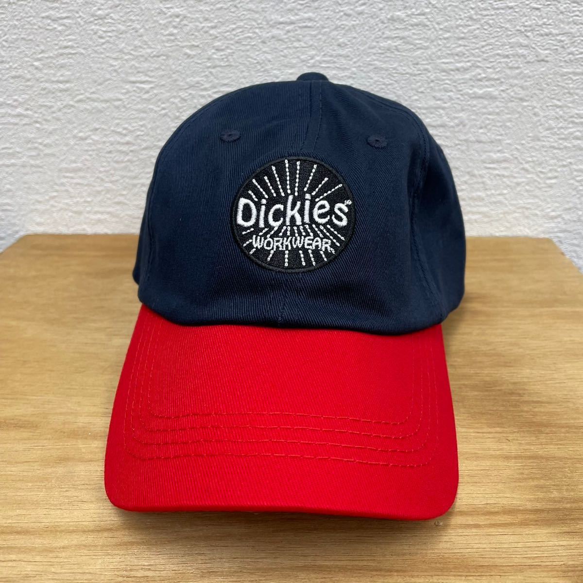 Dickies ディッキーズ ツイル ロー キャップ 帽子 フリーサイズ ネイビー レッド 未使用_画像2