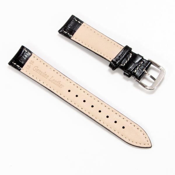 腕時計ベルト ブラウン 男女兼用 牛皮製クロコ模様型押し18mm バンド ベルト
