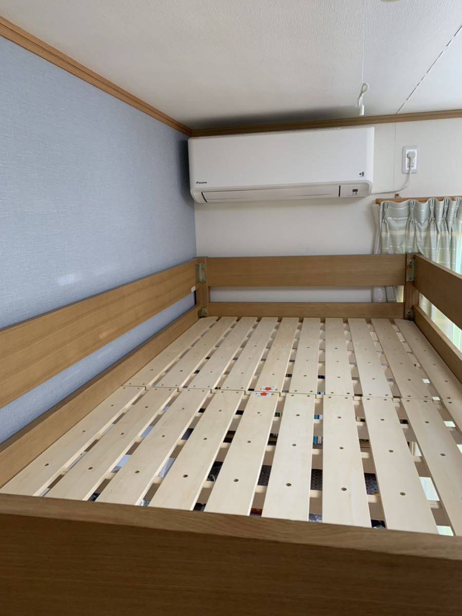 【中古美品】木製ロフトベッド 天然木 棚無し すのこベッド システム家具 ナチュラル ブラウン ハイベッド シングル お部屋スペース確保
