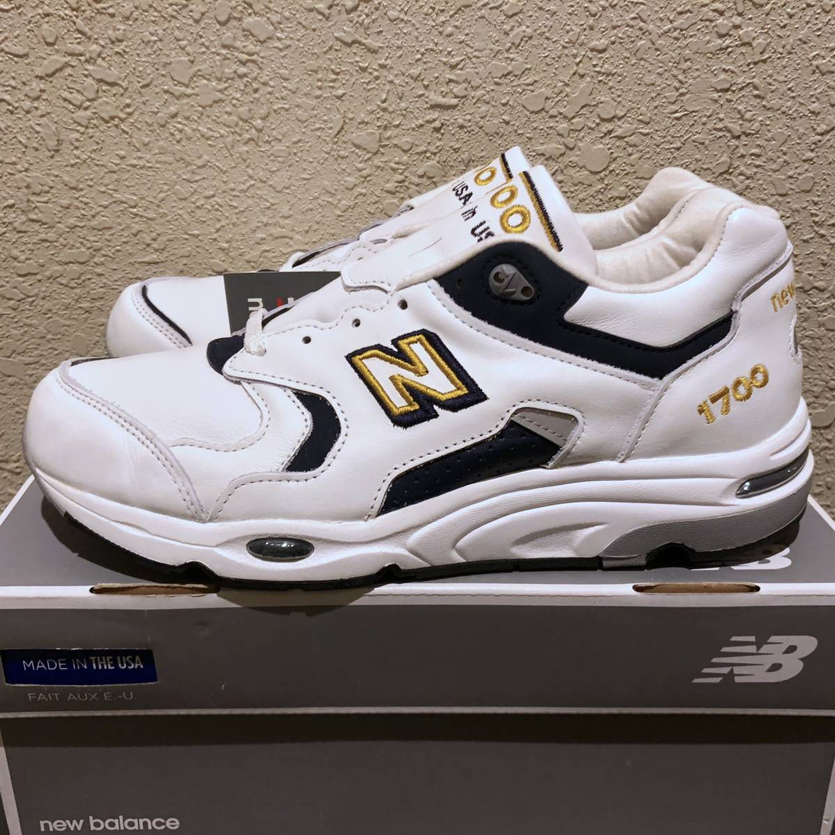 USA made limitation NEW BALANCE M1700WN white × navy × Gold 28cm leather new goods America American made m1400m1600m990m996m576m1300jp2 white / navy blue / gold : Real Yahoo auction salling