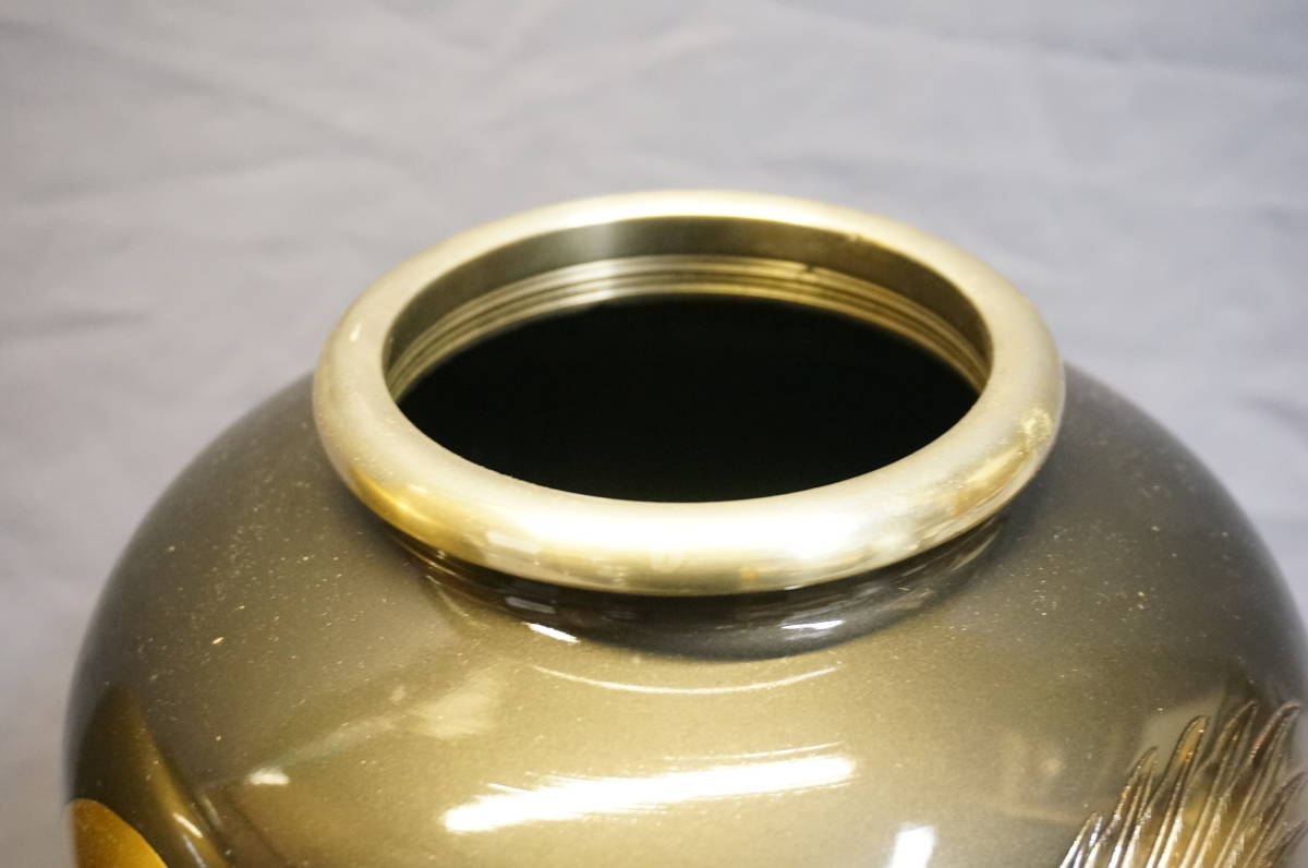 . copper made vase summer eyes type rock hawk black color * pear ground color shaku 0 size 1 against [ dead stock ]E003