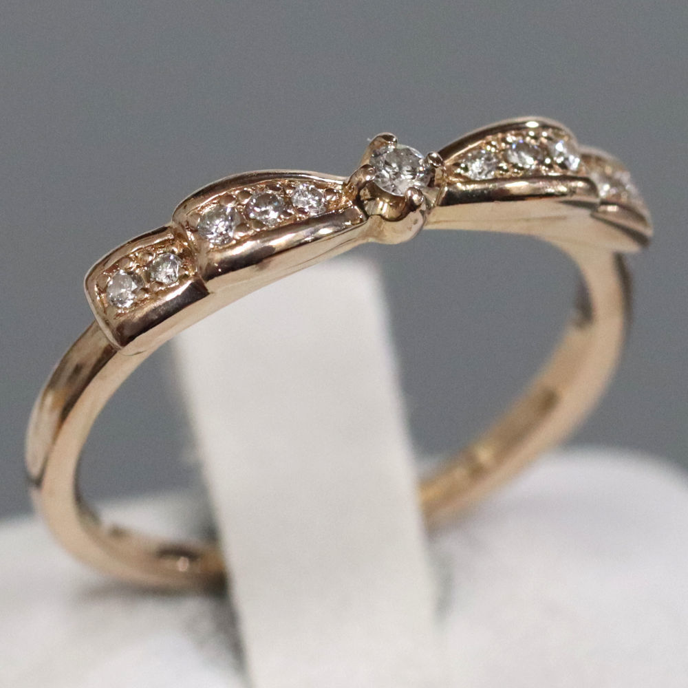 yondosi-K18PG diamond ring ribbon motif 2.5g #10