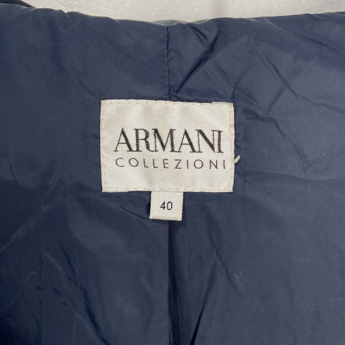  free shipping *ARMANI* Armani * short down jacket * lady's 40* navy *D23