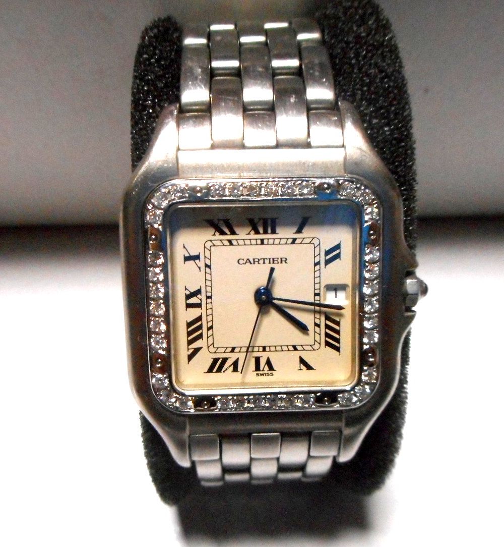 カルティエ Cartier サントス SM ベゼル アフターダイヤ加工いたします カスタムドゥモワゼルSM 2698 WF902005 750WG ガルベ 03Y8 パンサー_画像5