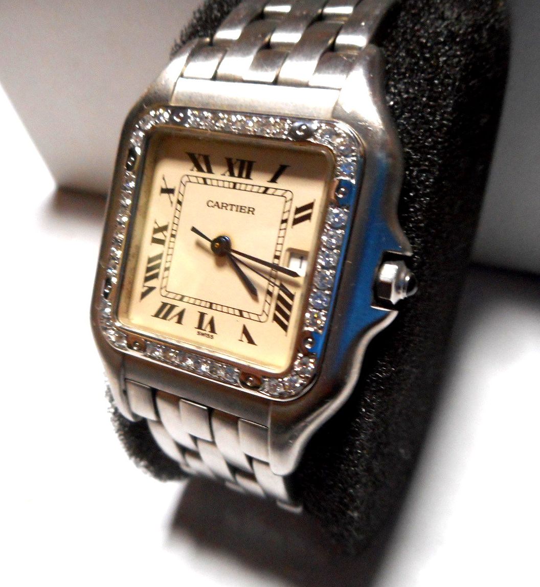 カルティエ Cartier サントス SM ベゼル アフターダイヤ加工いたします カスタムドゥモワゼルSM 2698 WF902005 750WG ガルベ 03Y8 パンサー_画像4