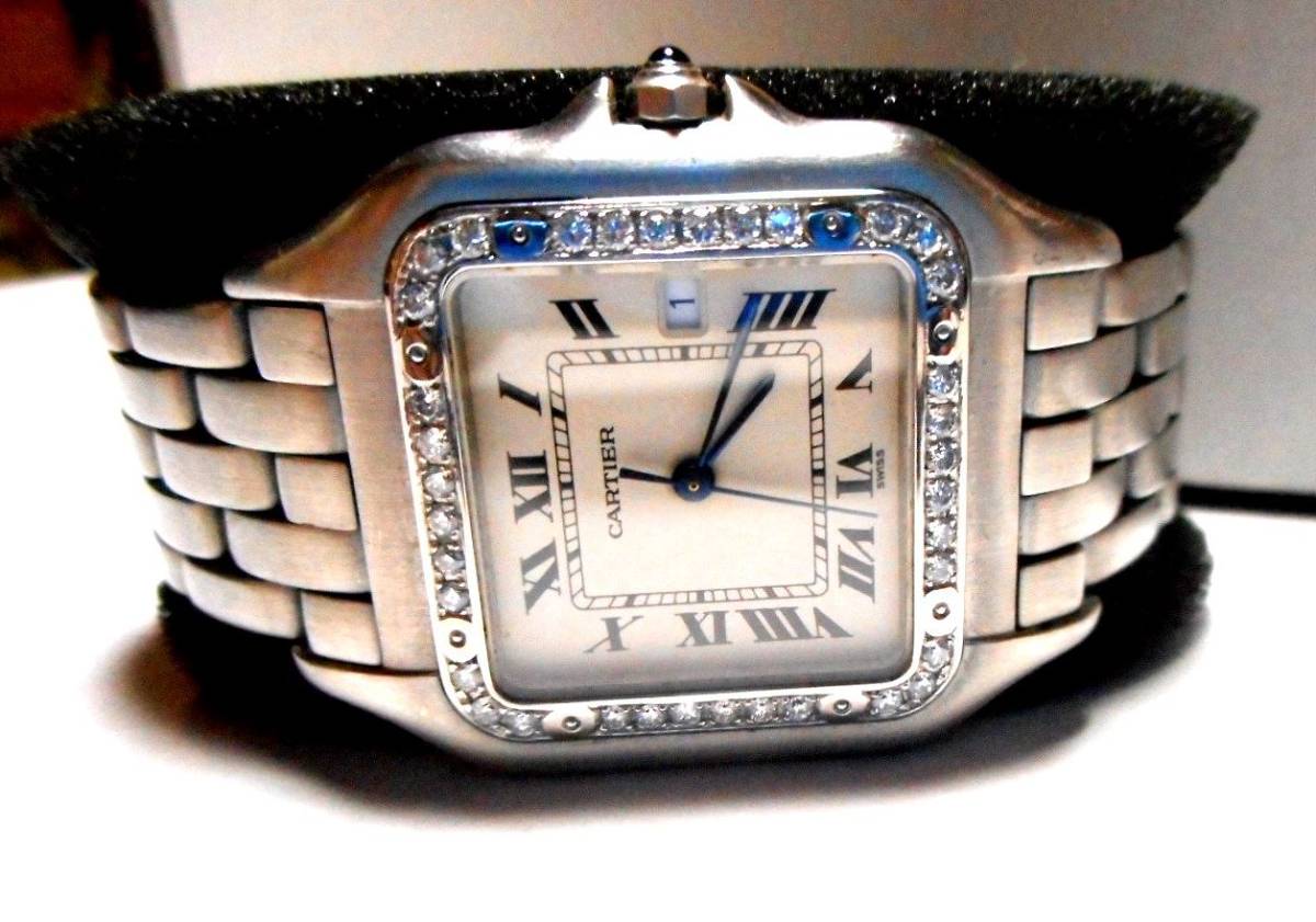 カルティエ Cartier サントス SM ベゼル アフターダイヤ加工いたします カスタムドゥモワゼルSM 2698 WF902005 750WG ガルベ 03Y8 パンサー_画像2