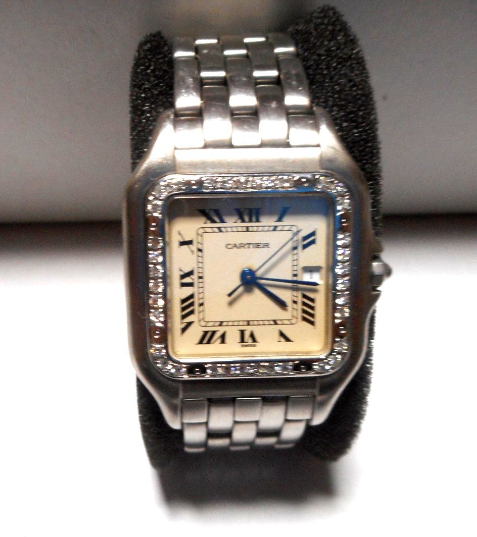 カルティエ Cartier サントス SM ベゼル アフターダイヤ加工いたします カスタムドゥモワゼルSM 2698 WF902005 750WG ガルベ 03Y8 パンサー_画像3