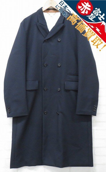 3J1766/SUNSEA 20A33 NAVY DOUBLE-BREASTED COAT サンシー ダブルブレステッドコート