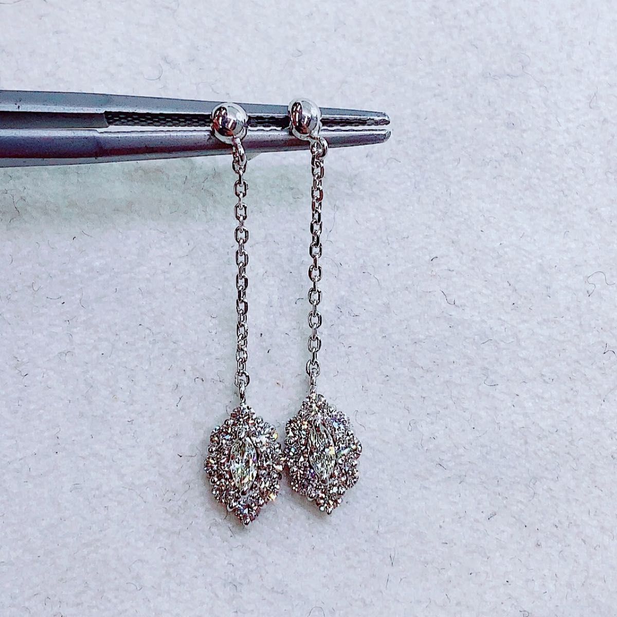 ☆0.44ct☆マーキースダイヤモンドK18WG揺れるピアス イヤリング