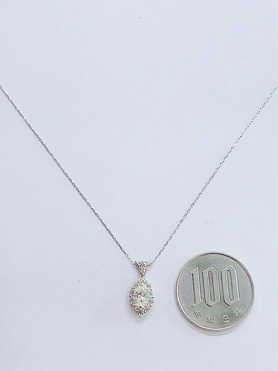 ☆0.57ct0.33ct☆マーキースダイヤモンドプラチナネックレスペンダント