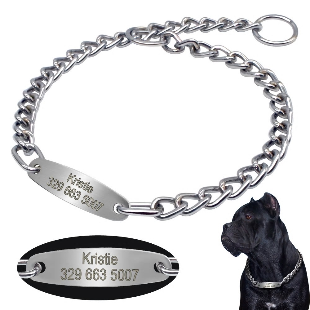  large dog necklace chain 65cm stamp name inserting free for pets necklace bracele name tag . training 