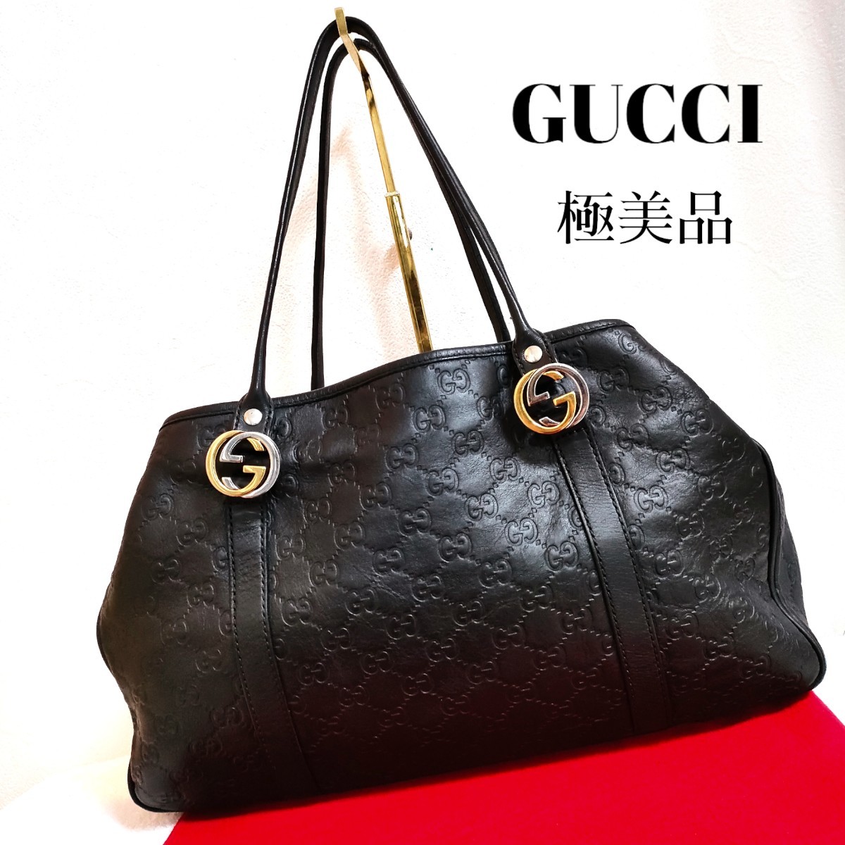 高級』GUCCI シマ GG ロゴ トートバッグレザー-