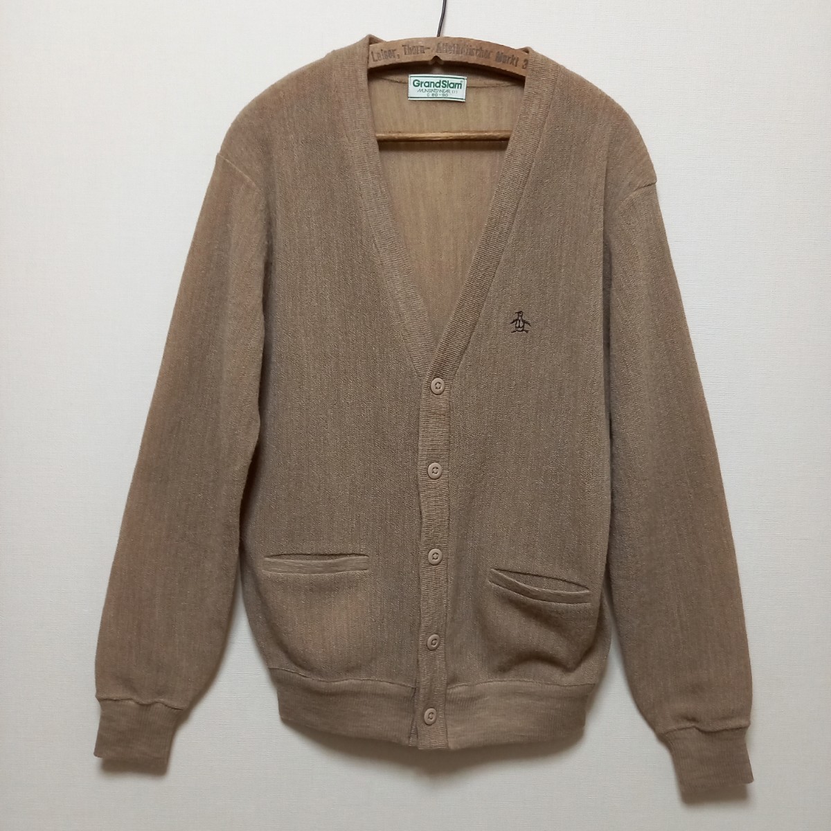 { неиспользуемый товар / новый товар }80s Munsingwear одежда альпака акрил жемчуг плетеный вязаный кардиган C80~90 мужской M Golf свитер 